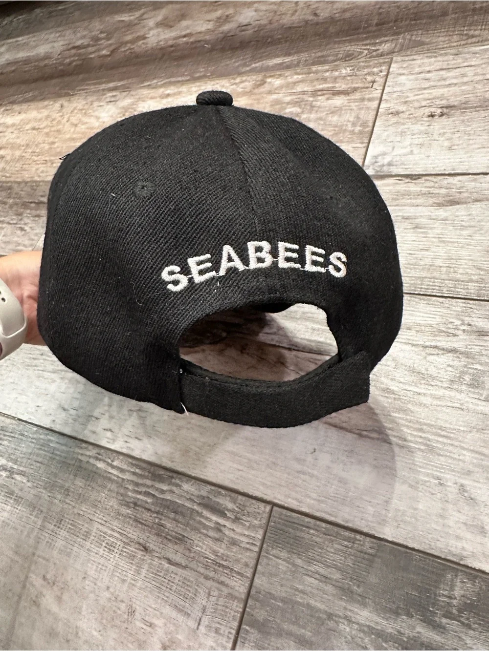 Black United States Navy Baseball Cap with Embroidered Bee Motif